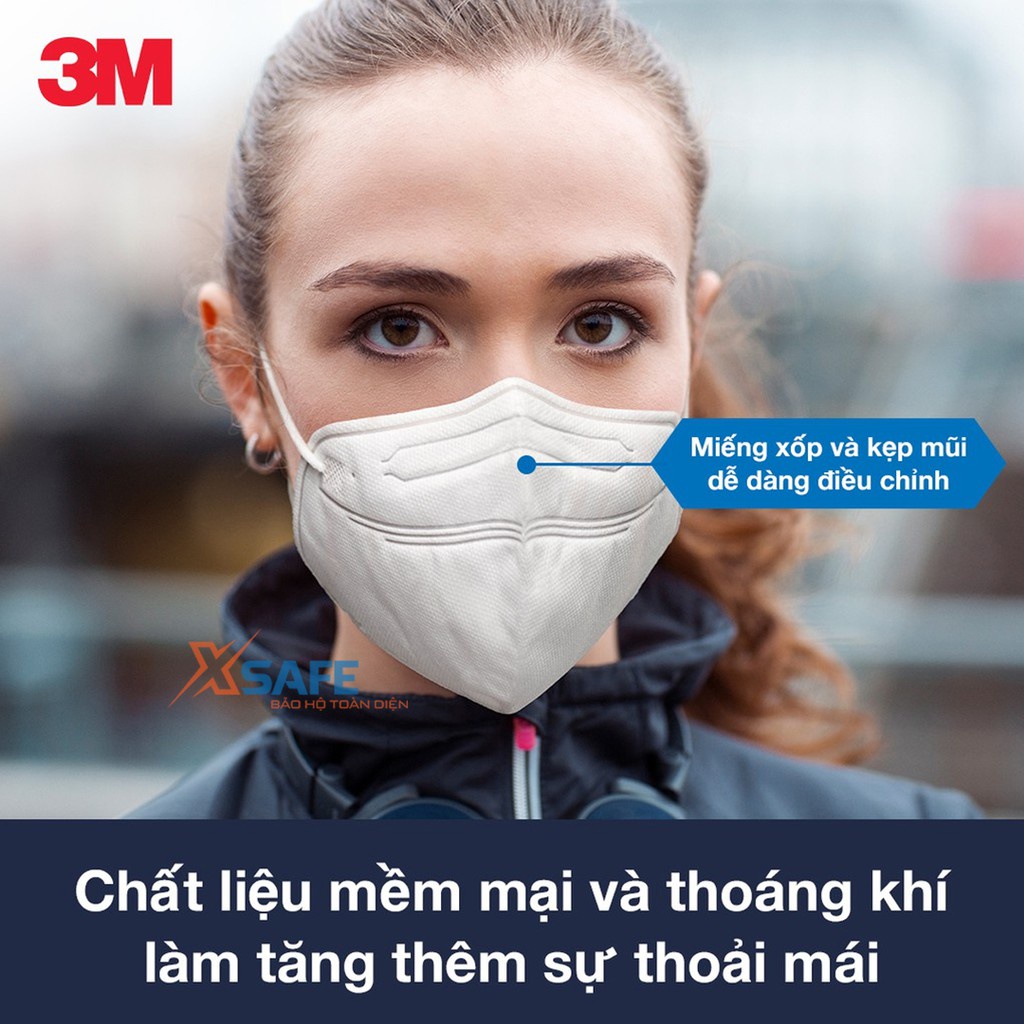 Khẩu trang y tế 3M 9013 đạt chuẩn KF94 chống dịch, ngăn ngừa bụi mịn PM2.5 - 2 màu trắng đen tương đương khẩu trang N95