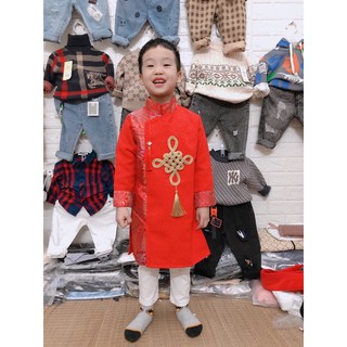 Áo dài nhung cách tân cho bé trai