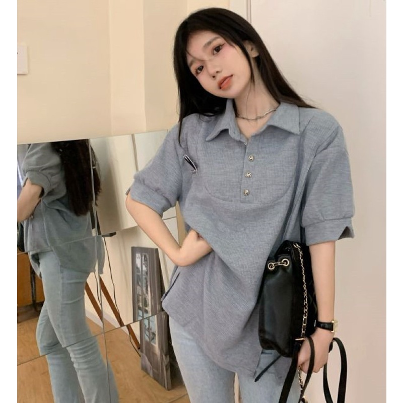 Áo Thun polo Tay Ngắn Dáng Rộng Thời Trang Mùa Hè Dễ Phối Đồ Dành Cho Nữ