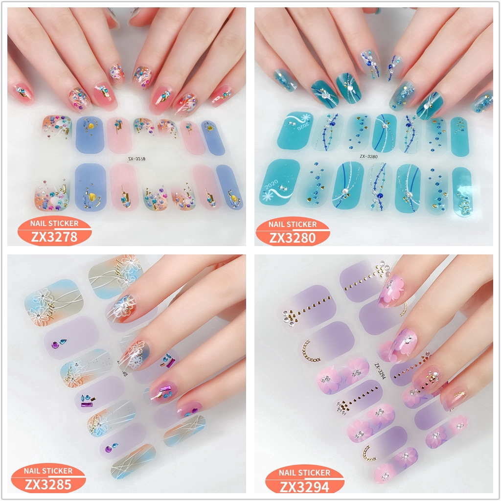 Nhãn dán kim cương giả / ngọc trai giả 3D trang trí móng nghệ thuật màu gradient laser DIY ZX3277-3294