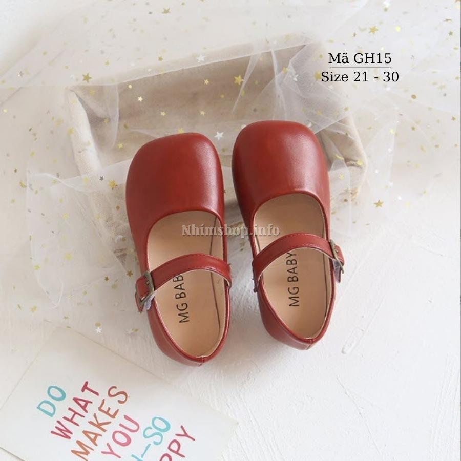 Giày bé gái - Giày búp bê cho bé gái bệt màu đỏ da mềm chính hãng MGBaby 1 - 5 tuổi đón Noel giáng sinh GH15 mới về