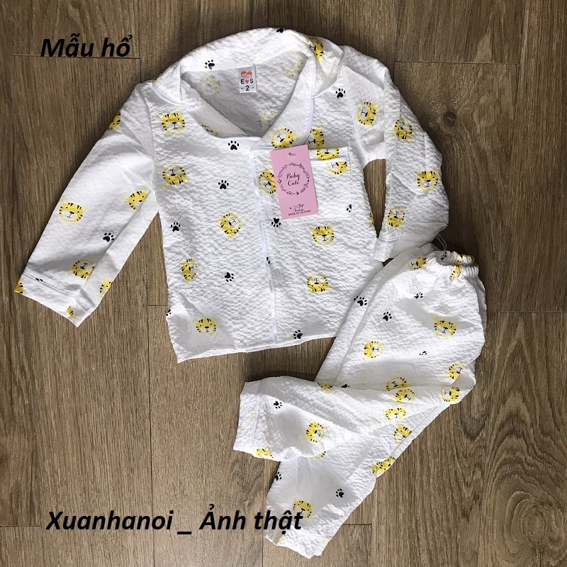 Pijama thô đũi cho bé trai bé gái gấu và hổ nhí XHN1039