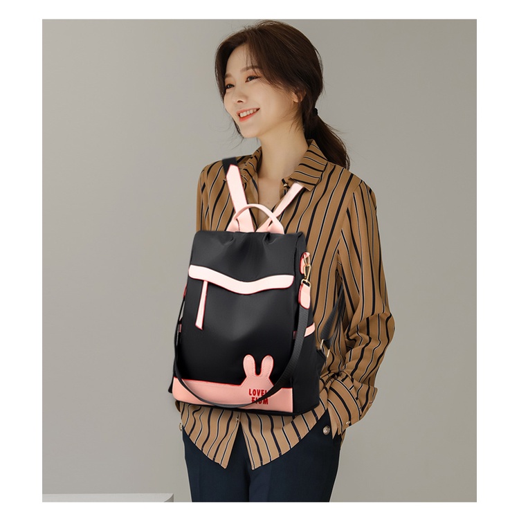 Ba Lô Vải Tổng Hợp Hai Ngăn Chống Trộm Phong Cách Thời Trang Mới Đơn Giản Cho Nữ