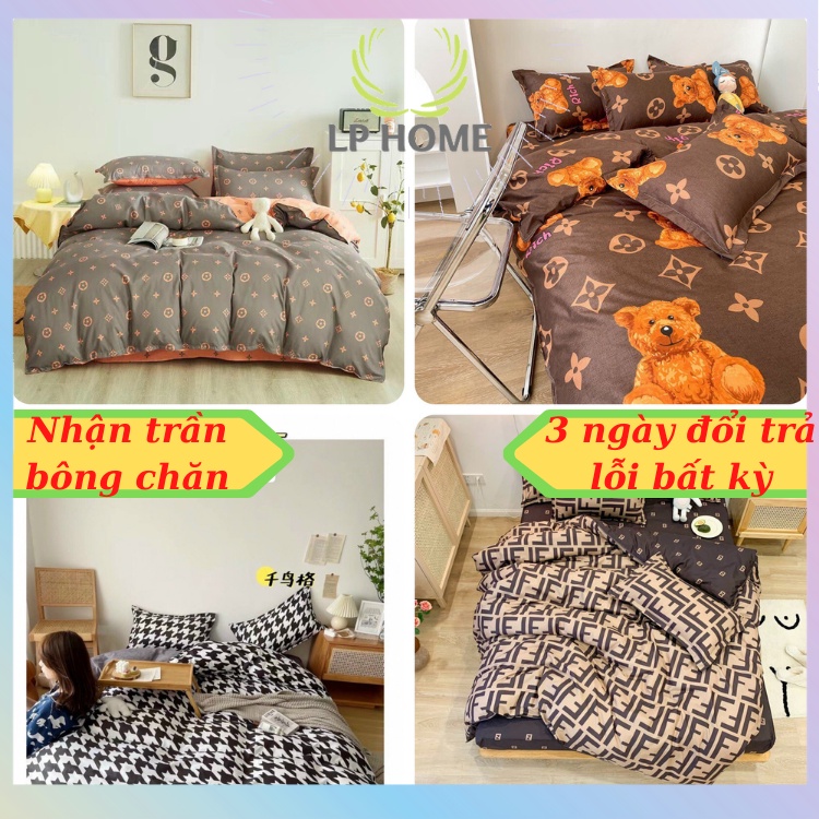 Bộ chăn ga gối poly cotton HQ Thương hiệu sang chảnh cao cấp nhập khẩu - Bo chun ga miễn phí