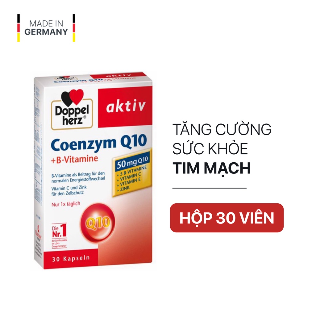 [Chính hãng] Viên uống bổ tim mạch, điều hòa huyết áp Doppelherz Aktiv Coenzyme Q10 - Hộp 30 viên