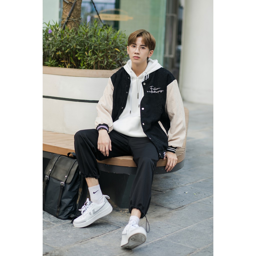 Áo Khoác Bomber Varsity Nhung Tăm Nam MANDO 2 Màu Form Rộng Basic Thể Thao Unisex Thời Trang Hàn Quốc NDN083