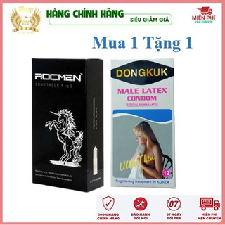 [Mua 1 Tặng 1] Bao cao su Rocmen- BCS Gân Gai Kéo Dài Thời Gian-Gai Gân 12 Bao Tặng 1 Hộp DongKuk
