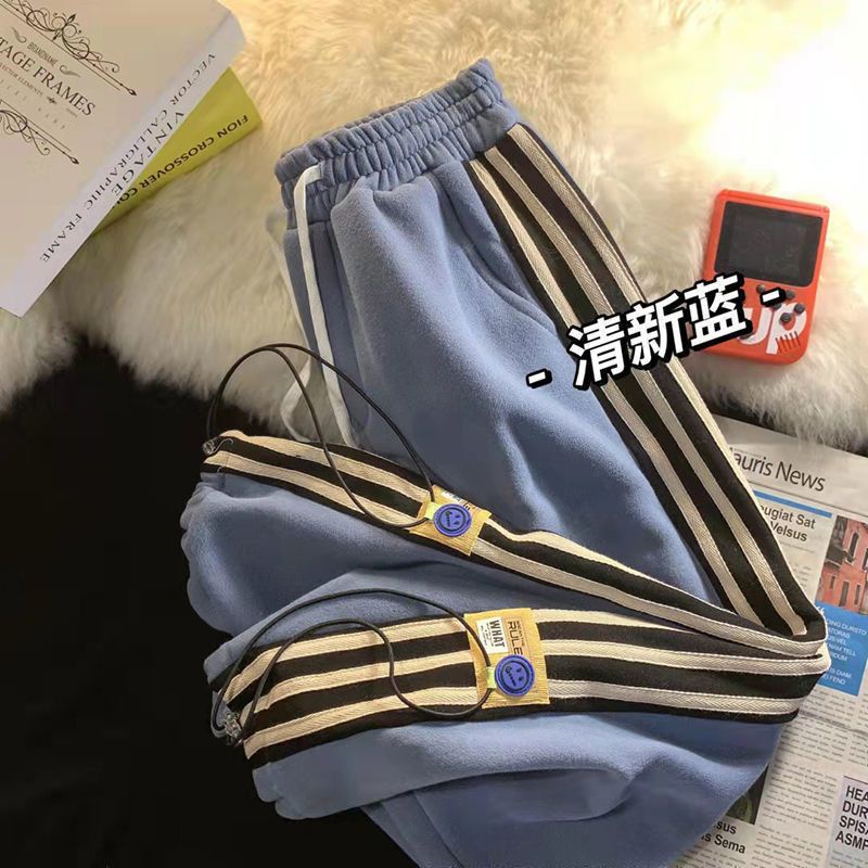 Jiashucheng Quần Thể Thao Rút Dây Dáng Rộng Phong Cách Harajuku Đường Phố Cho Nữ