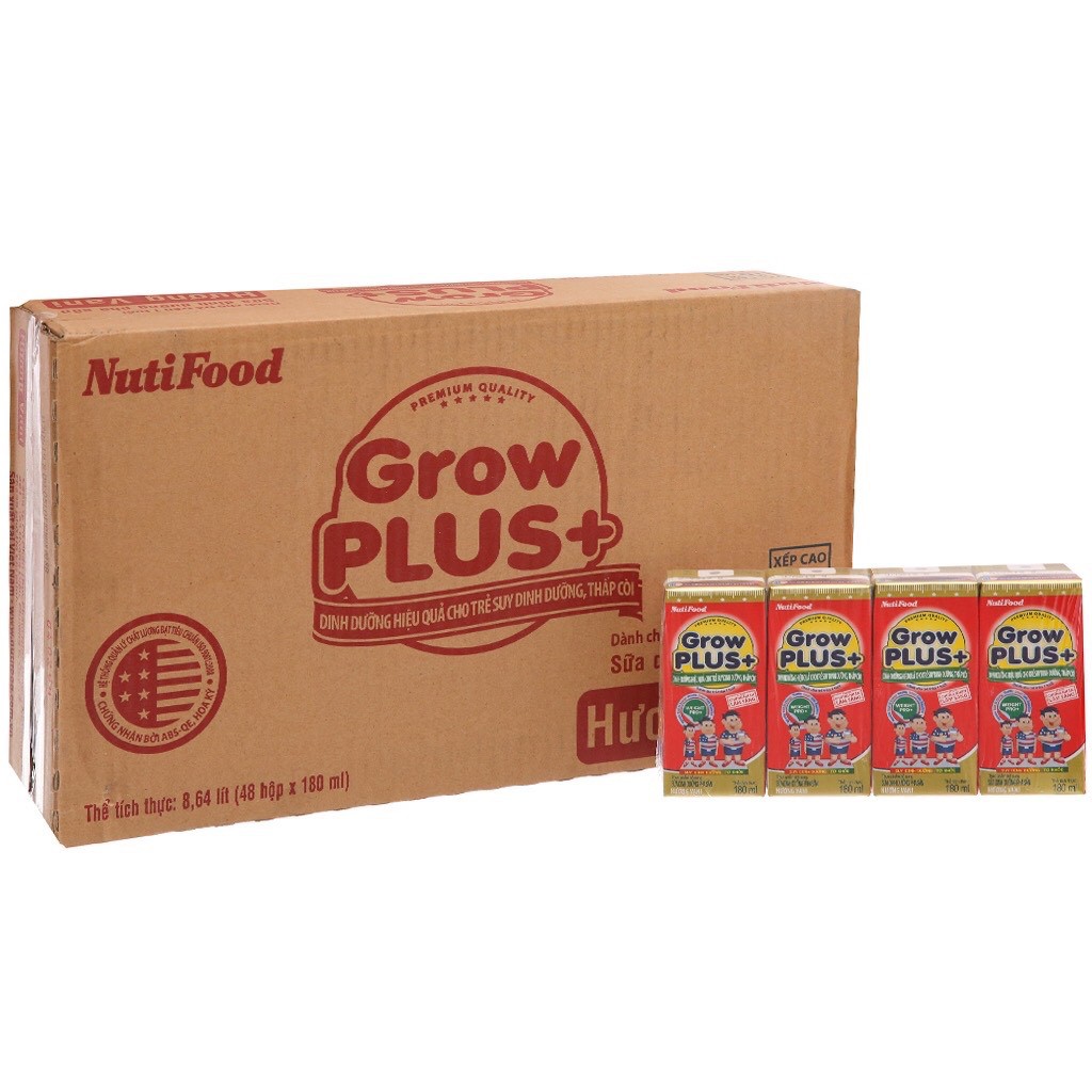 Sữa bột pha sẵn Grow Plus đỏ Nuti 180ml (thùng 48 hộp)