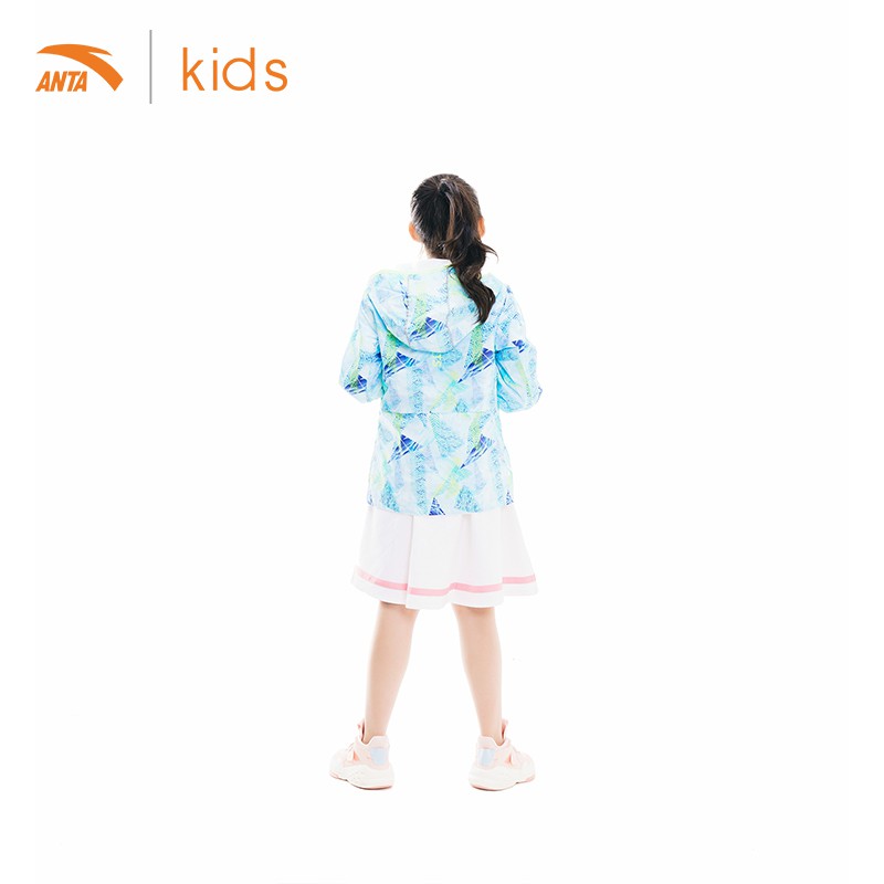 Áo khoác gió 2 mặt bé gái Anta Kids 362015649-1, chống nước cản gió