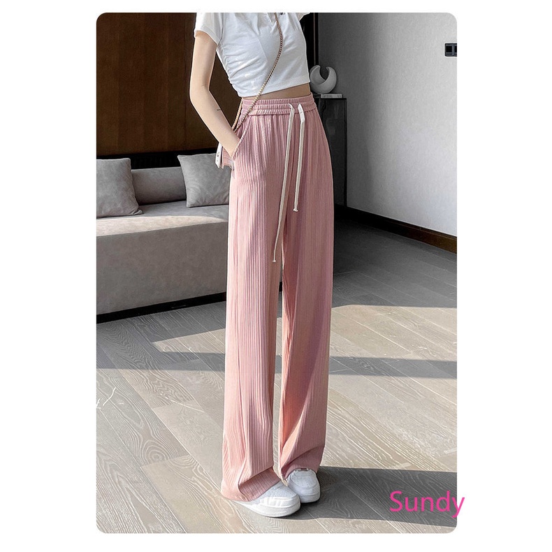 Quần Lụa Lạnh Lưng Cao Ống Rộng Plus Size Cho Nữ