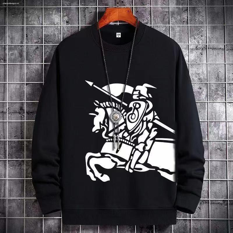 Áo sweater cổ tròn in hình hiệp sĩ cưỡi ngựa thời trang mùa thu cho cặp đôi