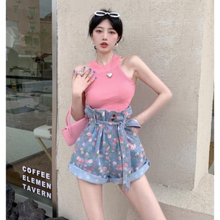 Quần shorts jeans hoa cạp cao style sexy cá tính