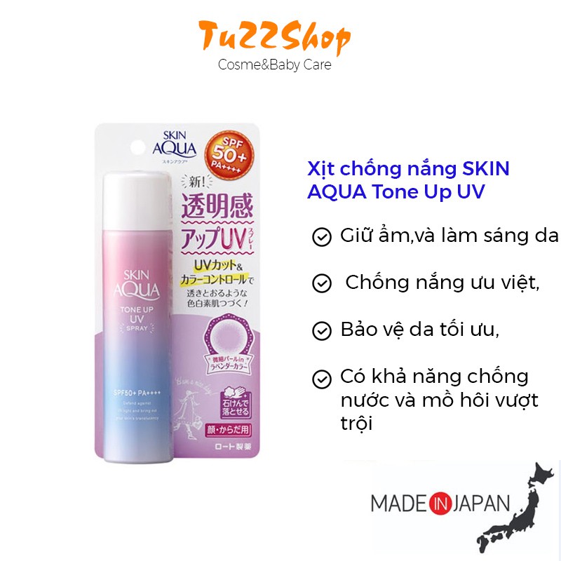 Xịt chống nắng Skin Aqua Tone Up UV Spf50+PA++++ - 70g nâng tông da
