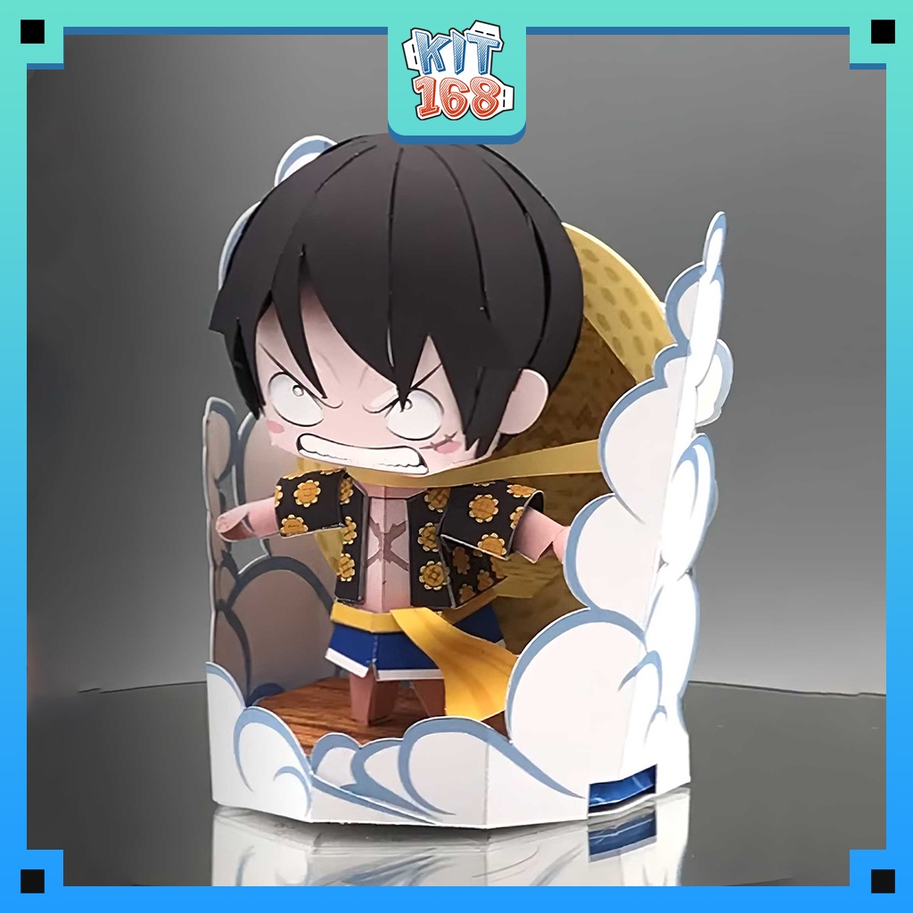Mô hình giấy Anime Game Chibi Monkey D. Luffy  ver 6 - One Piece + kit hộp trang trí