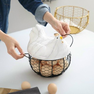 Giỏ đựng trứng Gà mái Trắng Gốm Sứ Cao Cấp trang trí Decor