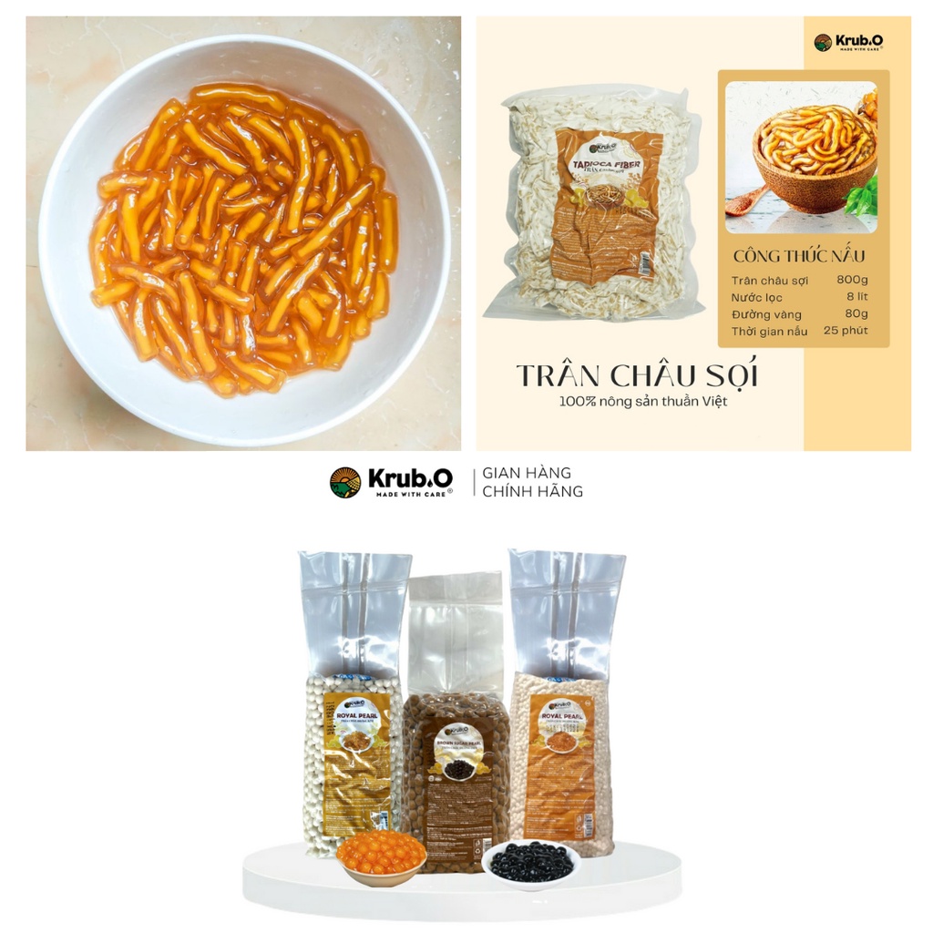 Trân Châu Hoàng Kim Các Loại Cao Cấp Krub.O - Dai Dẻo Thơm Ngon
