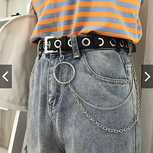 SmileFairyCC【COD &amp; Hàng Có Sẵn】Thắt lưng da thời trang cá tính Cutout Punch-free Chain belt