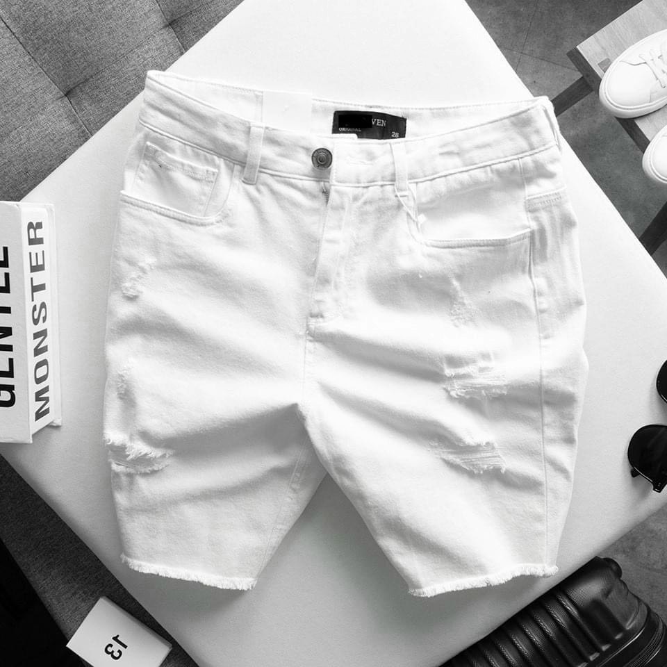 Quần Jean Short Nam Đen Trắng Rách Kiểu BEACON DENIM Form Slim Fit Trẻ Trung Mã JS305,306,408,409