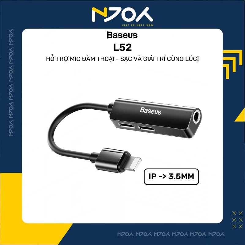 Jack Chuyển Đổi Tai Nghe Ip 3 In 1 Baseus L52 Sạc Và Nghe Cùng Lúc Cho Ip 7 8 Plus Xsmax 11 Pro Max 12 Pro Max