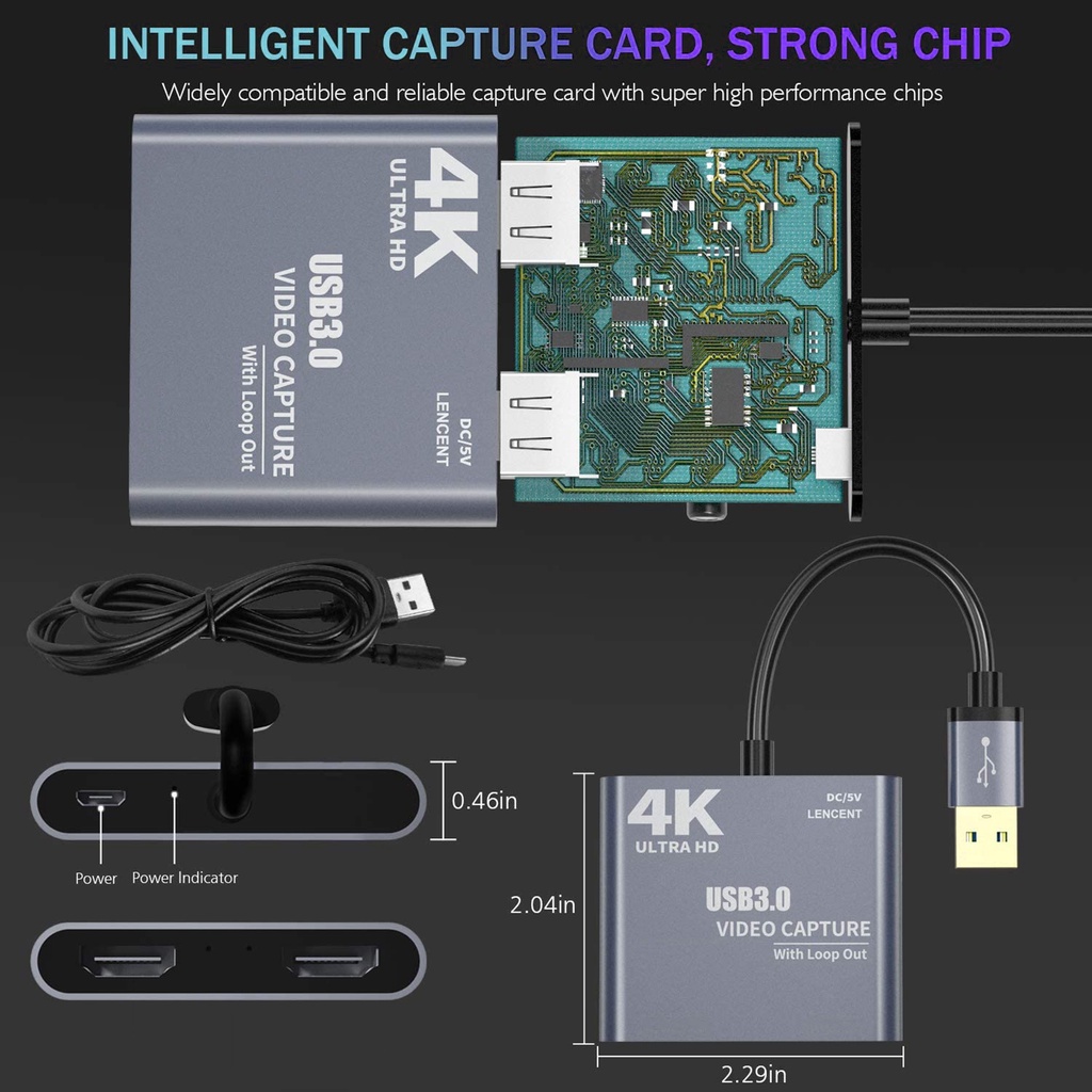 Đầu chuyển đổi thẻ âm thanh / video 4k 1080p HDMI sang USB 3.0 HD 1080p60