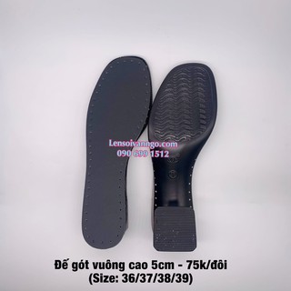 Đế giày gót vuông cao 5cm (size 35)