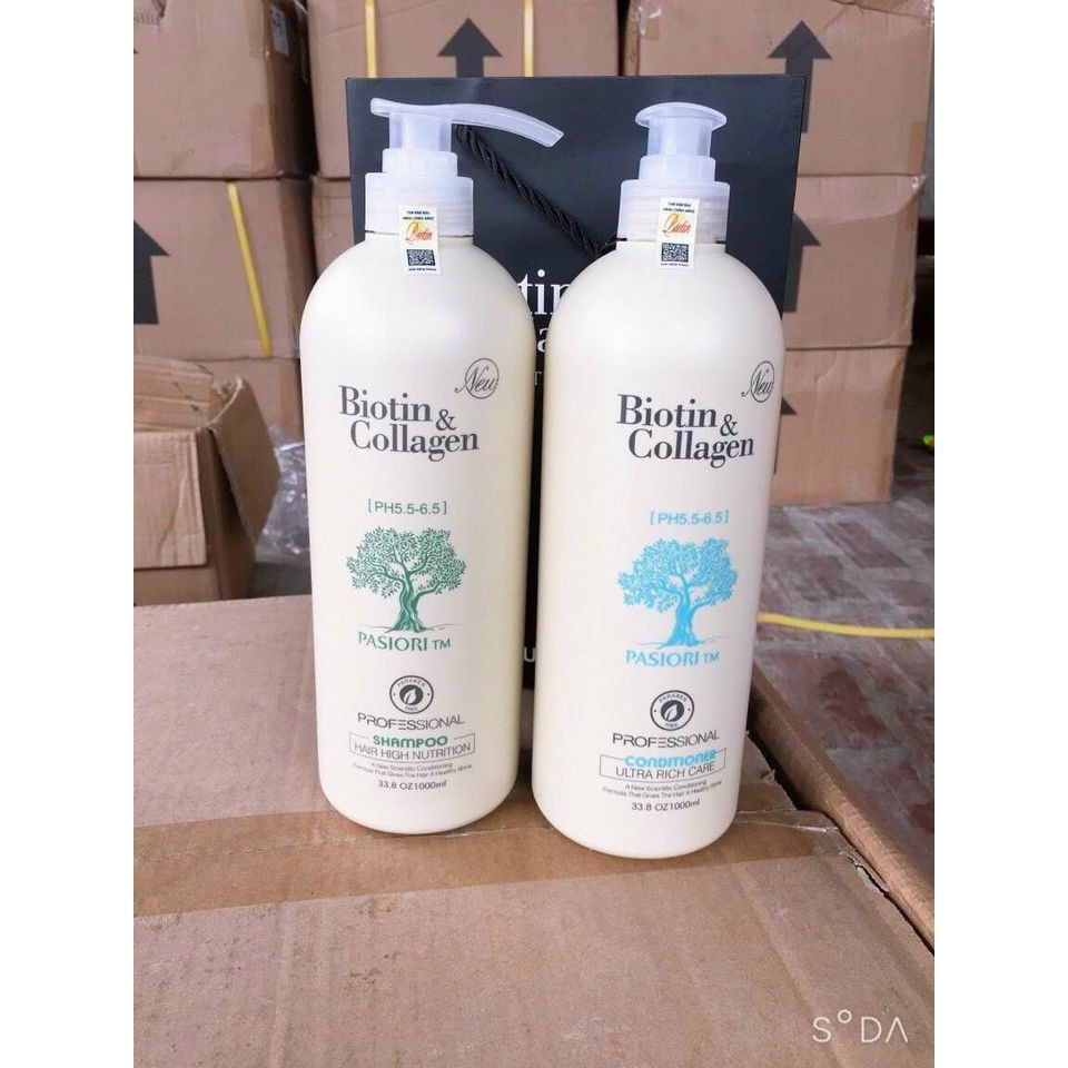 [Hàng Chính Hãng] Cặp Dầu Gội Xả Biotin Collagen Trắng 1000 ML Giảm Rụng Tóc, Phục Hồi Tóc Khô Xơ, Hư Tổn | BigBuy360 - bigbuy360.vn