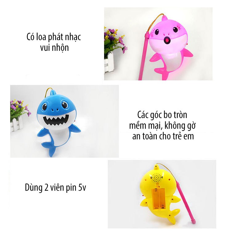 Lồng đèn trung thu cá mập có đèn và nhạc dùng pin giá rẻ