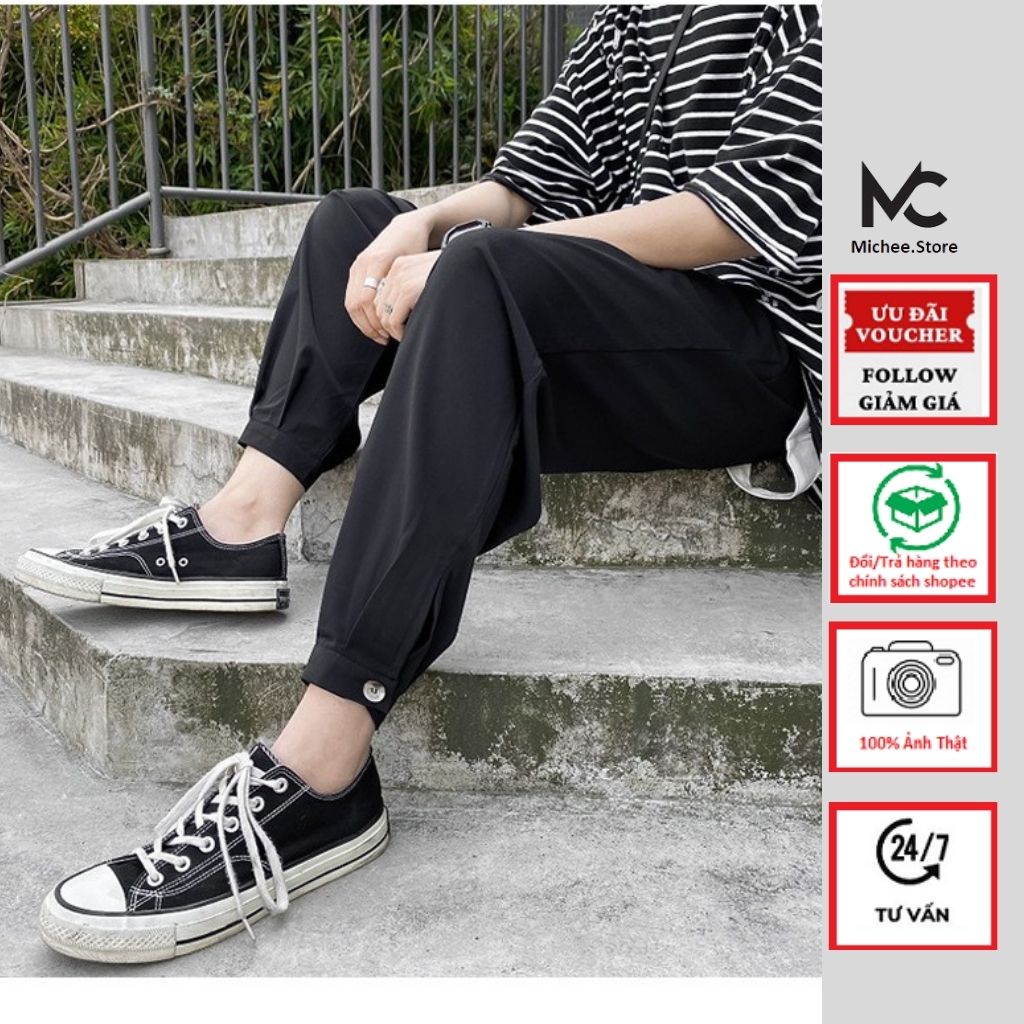 Quần Jogger Nam Nữ Thể Thao HAREM Form Ống Rộng Để Suông Hoặc Rút Dây Bo Gấu Vải Mịn Mềm Mát MC01