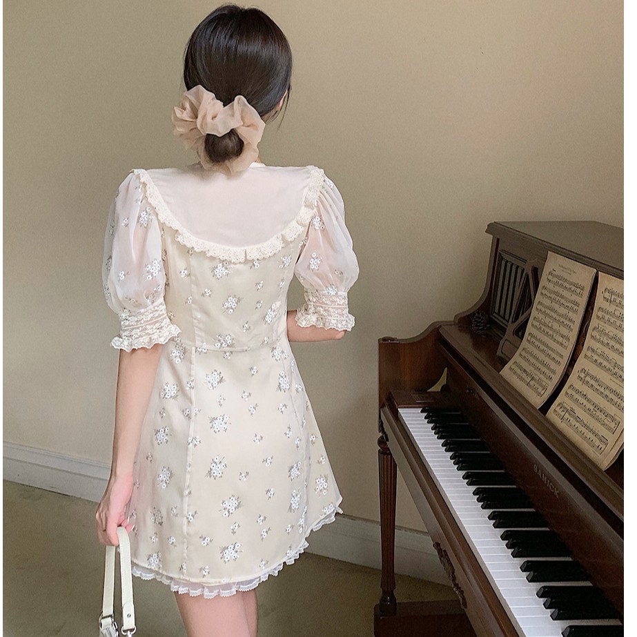 Đầm hoa nhí nữ Emilyshop tay ngắn midi