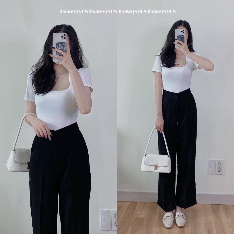 Áo cổ vuông chất thun cotton 565