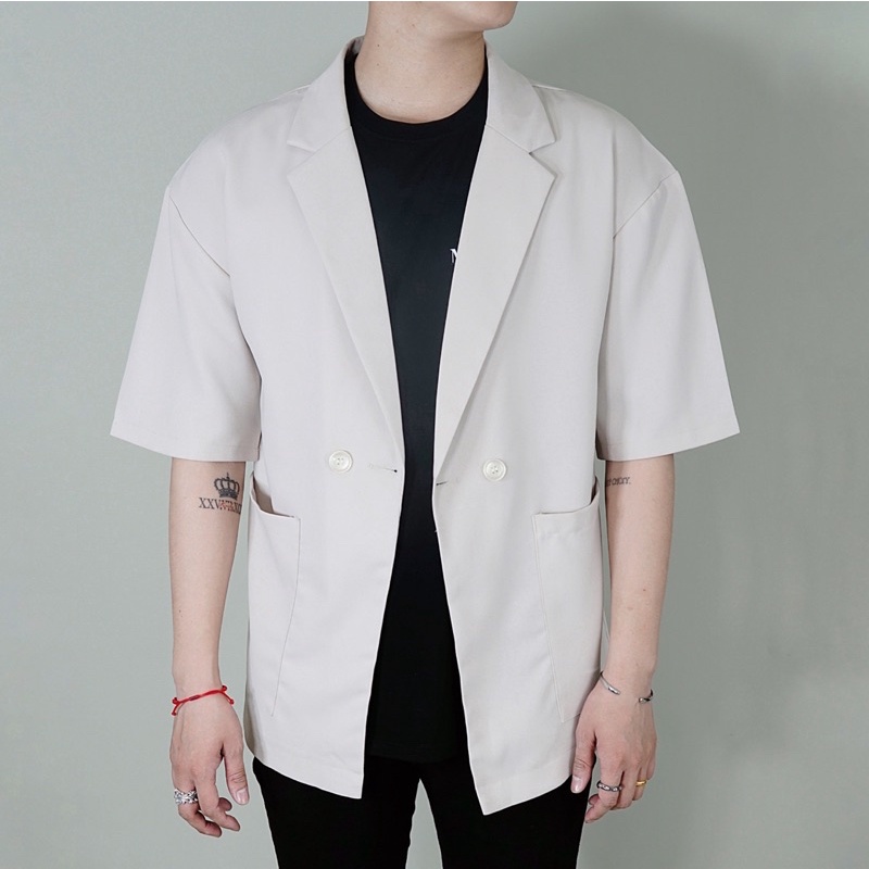 Áo khoác blazer tay lỡ unisex nam BIGSIZE áo vest form rộng chất liệu tuyết mưa cao cấp có size lớn cho người béo