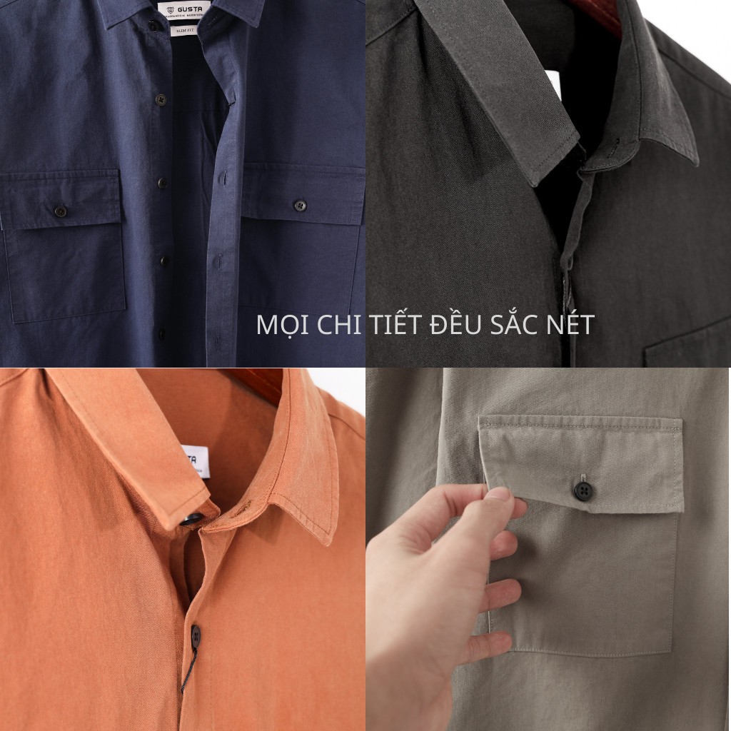 Áo Sơ Mi Nam Kaki Dài Tay Chất Vải Kaki Cao Cấp - Áo Khoác Sơ Mi Kaki Nam Thoáng Mát Đường May Kỹ - SMGK - GUSTA | BigBuy360 - bigbuy360.vn