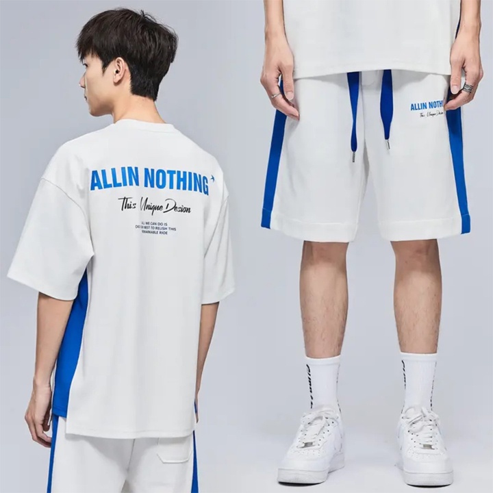 Bộ quần áo Thể Thao Nam unisex Mùa Hè Phong Cách Hàn Quốc Cao Cấp Rộng Rãi Thoải Mái