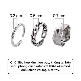 Set Nhẫn Nữ 3 Chiếc Phong Cách Retro Cá Tính R37