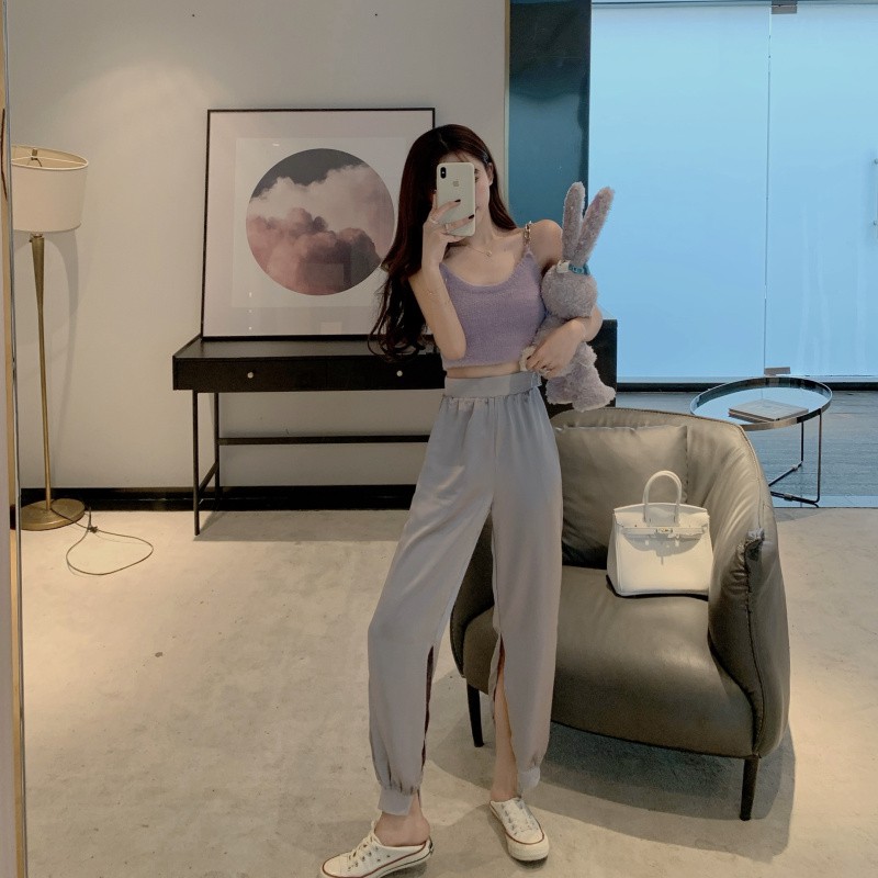 Áo Lửng Hai Dây Màu Tím Phong Cách Retro Thời Trang Mùa Hè Cho Nữ