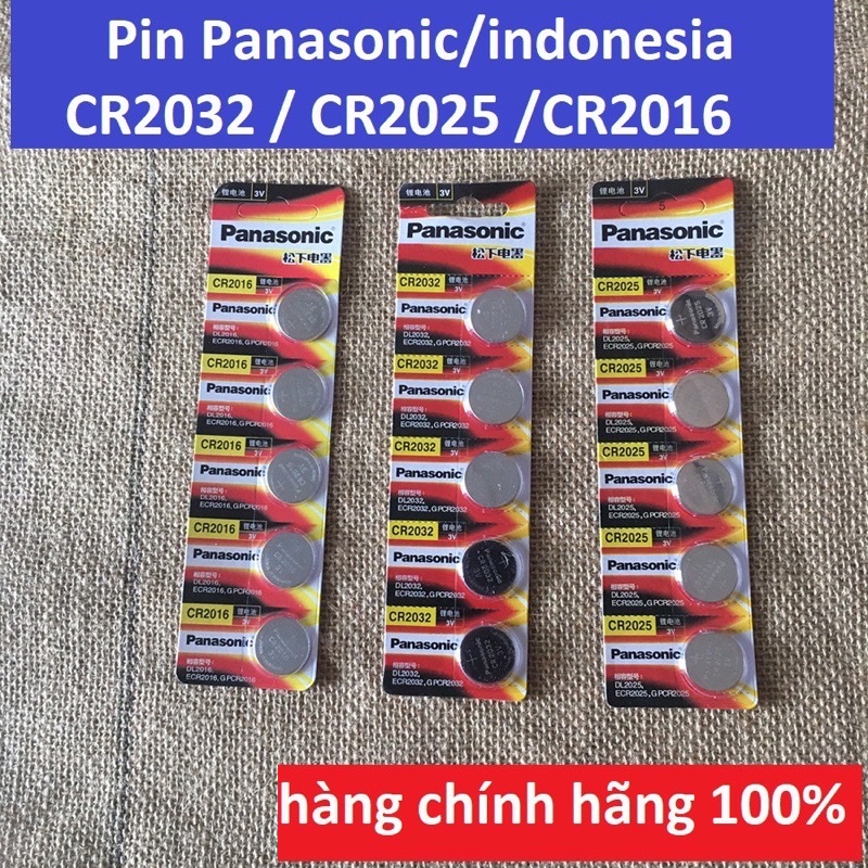 Pin cúc áo Panasonic Vỉ 5 Viên CR2032 / CR2025 / CR2016 / CR1616 Pin 3V Lithium( 1 vỉ 5 viên )Made in Indonesia