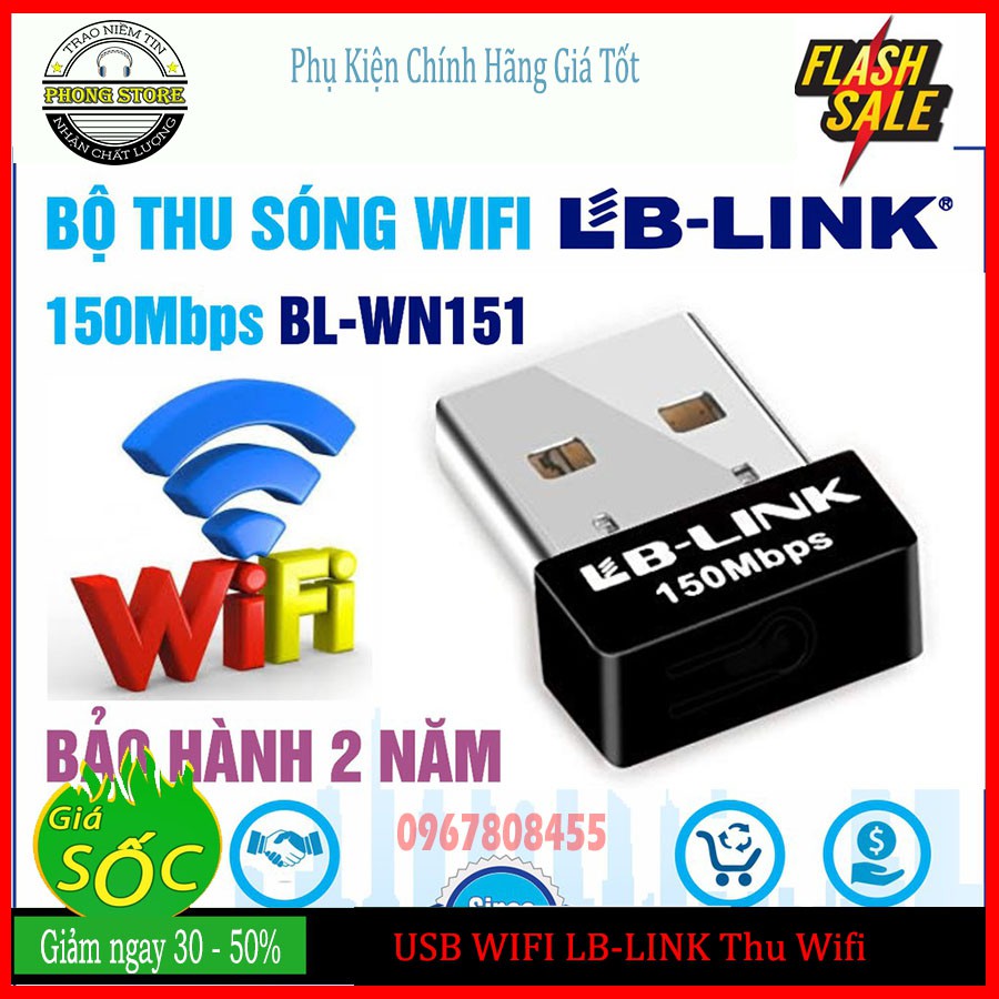 USB bắt wifi cho pc LB-Link WN151 | thu sóng wifi cho máy tính để bàn, láp tốp không cần cài đặt