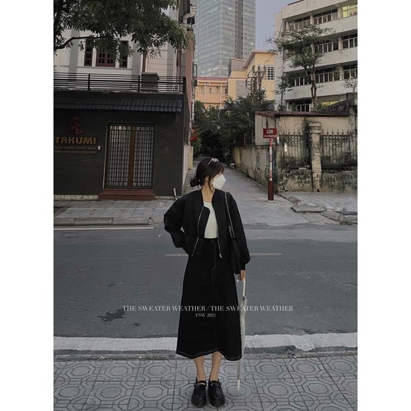 Áo khoác bomber DÁNG LỬNG chất dày form rộng khoá kim loại the.sweaterweather