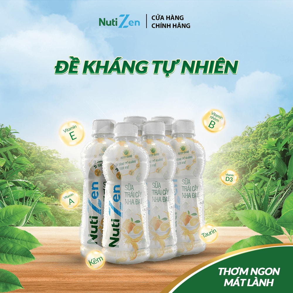 [Mã FMCGMALL giảm 8% đơn từ 250K] Lốc 6 chai Thức Uống Hương Cam Sữa Trái Cây Nha Đam Nutizen 290ml/chai