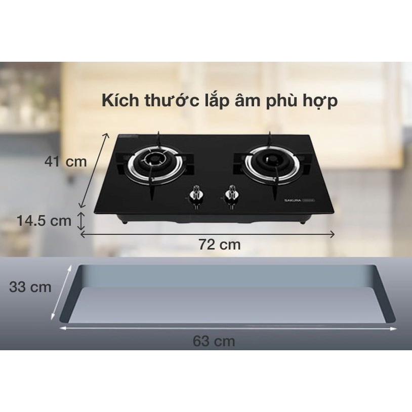 Bếp ga âm Sakura SG-2525GB-Chính Hãng trưng bày 98% +TẶNG dây gas Đánh lửa bằng IC Đầu đốt tiết kiệm gas,Ngắt ga tự động