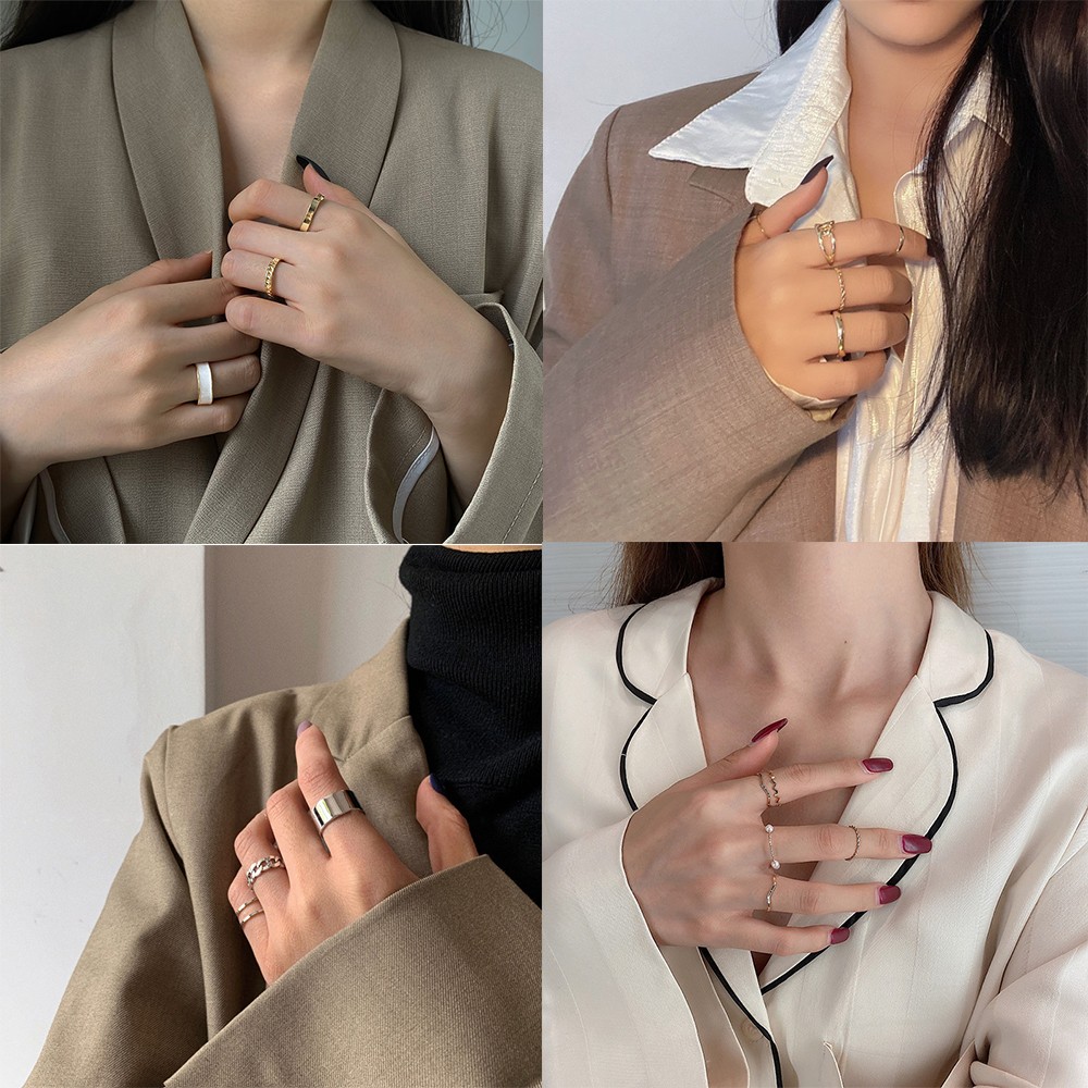 iF YOU Set 3 Nhẫn Nữ Thiết Kế Đơn Giản Thời Trang