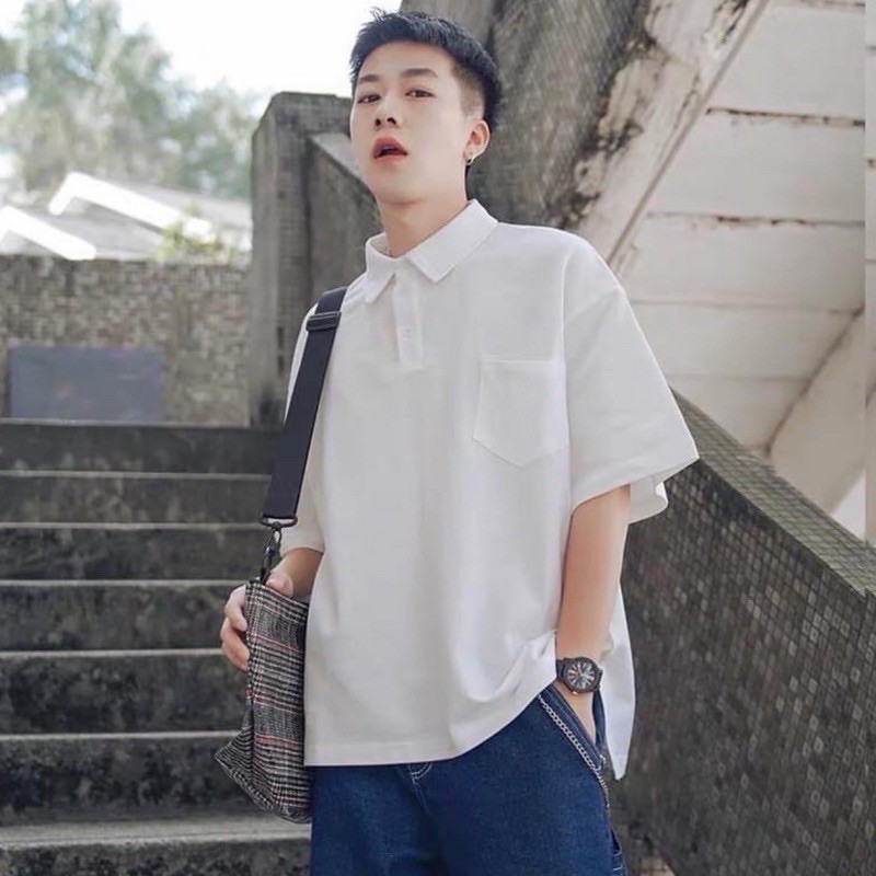 Áo Polo Unisex Nam Nữ❤️Áo Polo Túi Form Rộng 5 Màu Siêu Kool(TRẮNG/ĐEN/HỒNG/XANH/NÂU ĐẬM/NÂU NHẠT)❤️