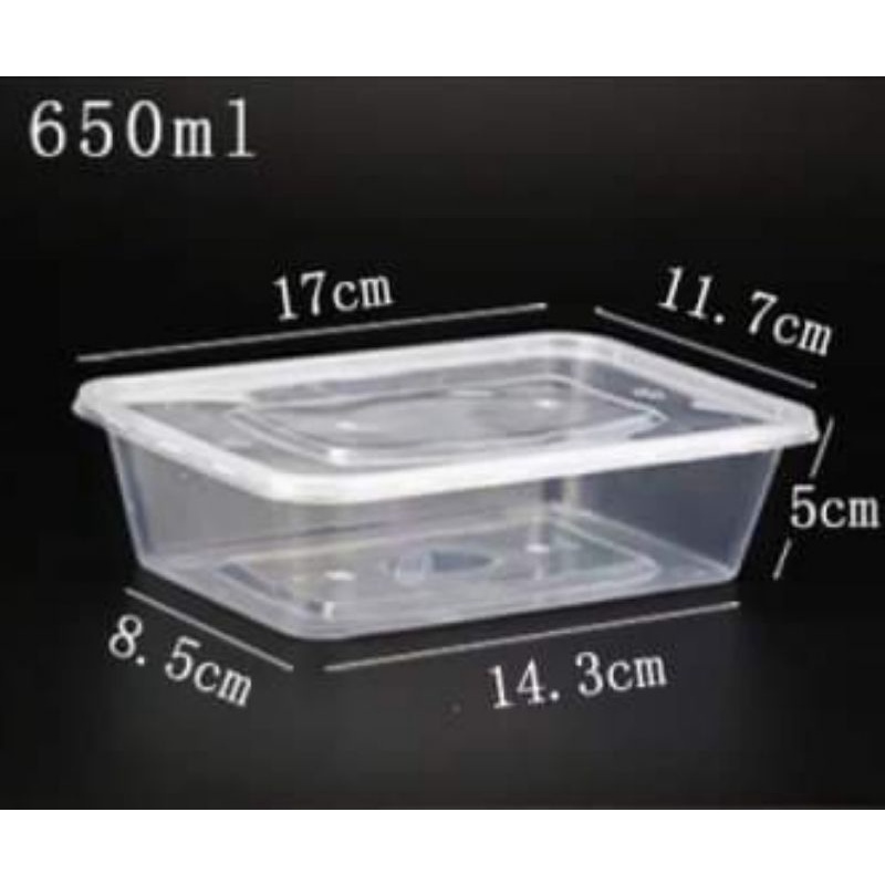 Hộp nhựa chữ nhật 550ml giá rẻ 1 lốc 50 cái kèm nắp