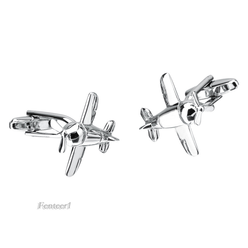 [Fenteer1] Khuy Măng Sét Tuxedo Bạc Đồng Hình Máy Bay Cho Nam