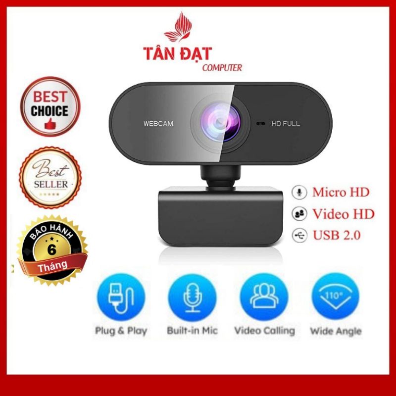 Webcam máy tính có mic full hd 1080P full box siêu nét dùng cho pc laptop livestream học online họp room