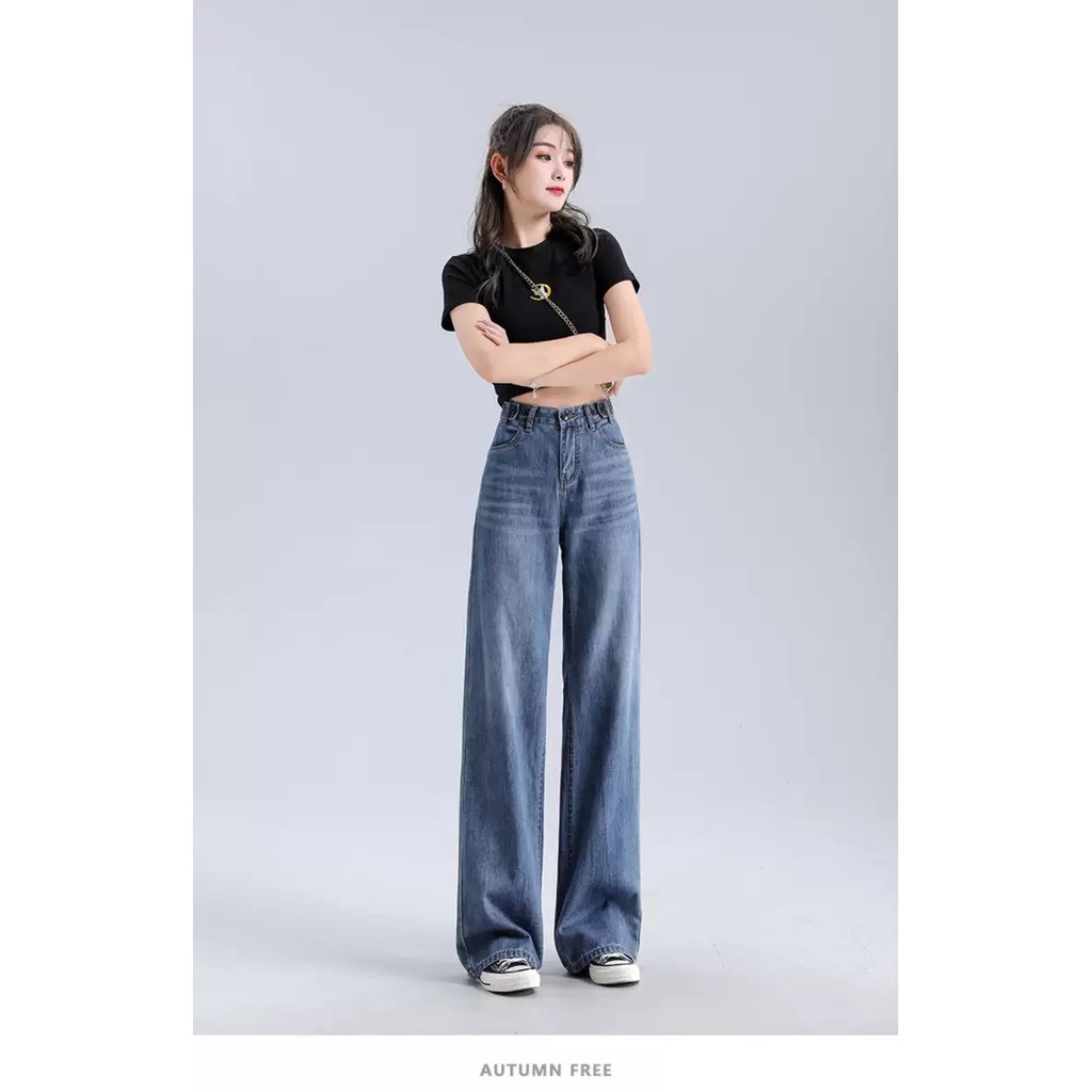 [ TRENDY ] QUẦN JEAN ỐNG RỘNG NỮ LƯNG CAO XANH ĐẬM RÂU MÈO LAI CUỐN TRƠN FORM DÀI RỘNG HOT HIT CỰC ĐỈNH SIÊU GHIỀN CHẤT