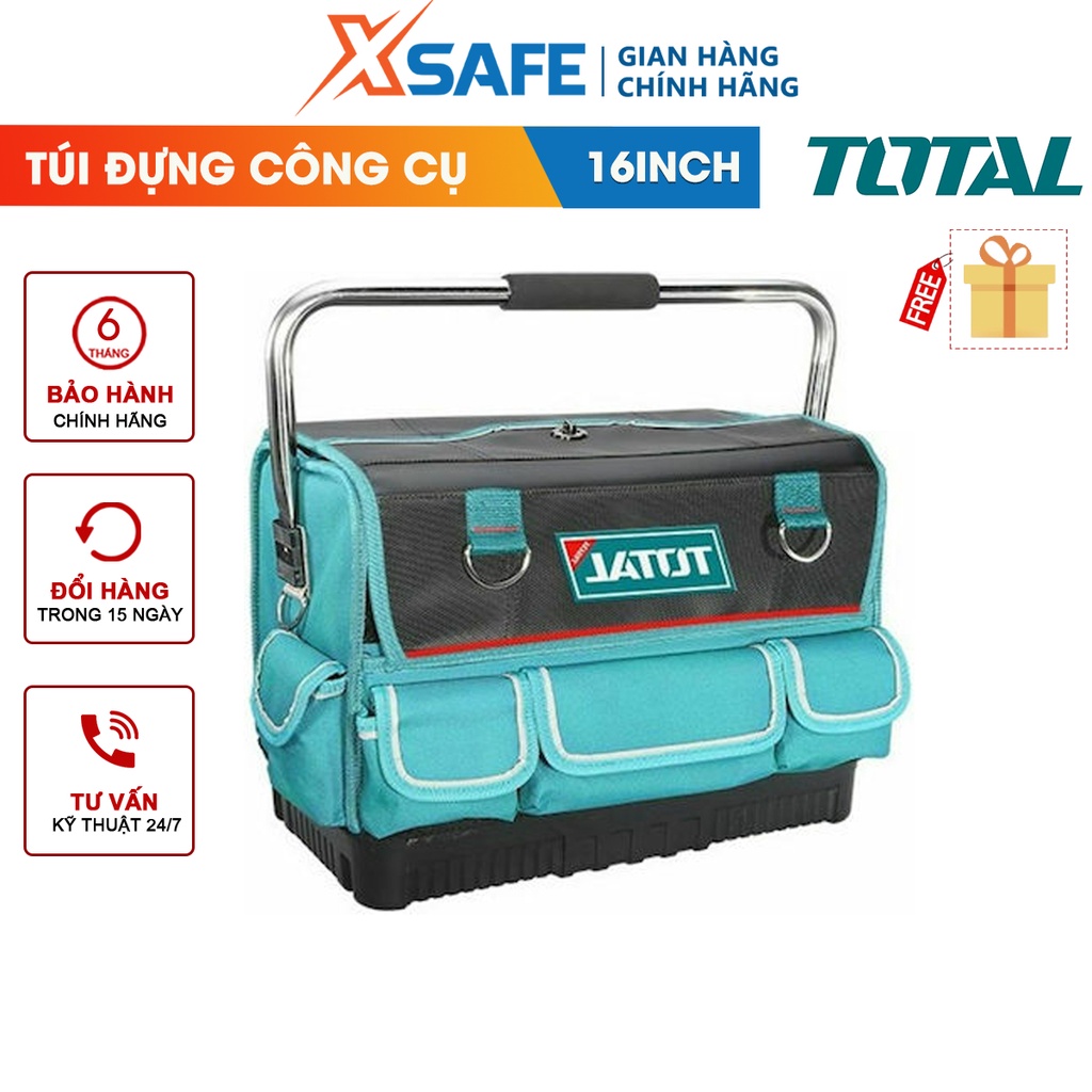 Túi đựng dụng cụ TOTAL THT66L01, giỏ đựng công cụ 16inch, thiết kế 14 ngăn, chất liệu 600D polyester chống ẩm,chống thấm