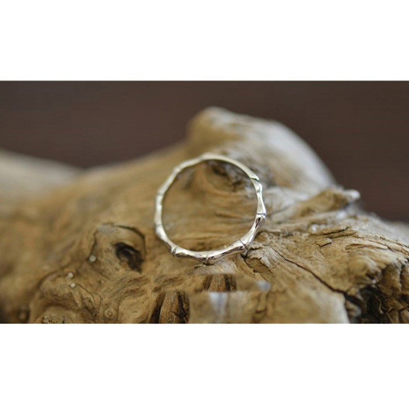 Nhẫn Nữ Cây tre Mỏng Mạ bạc Màu bạc Làm bằng tay Văn học nghệ thuật NH-060