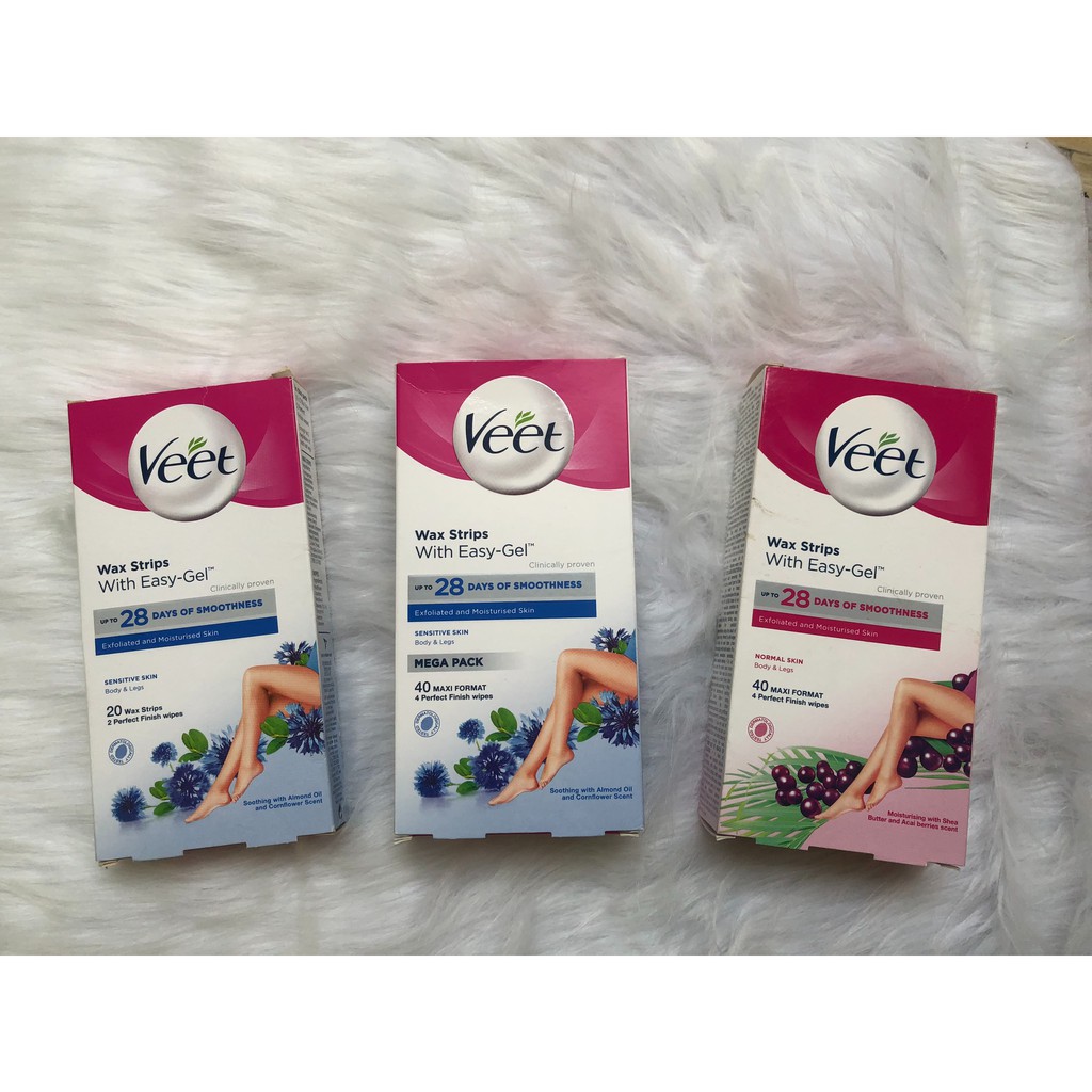 [TOP 1 SHOPEE] Miếng tẩy lông chân, body Veet Wax Strips With Easy Gel Body & Legs (Bill Anh)